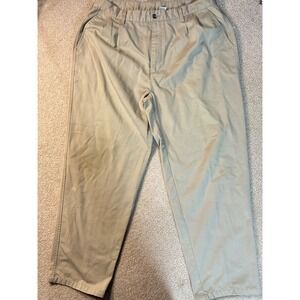 Mens Khaki Pleated Relaxed Fit Pants Size 38 Inseam 30‎ Polyester Cotton Blend